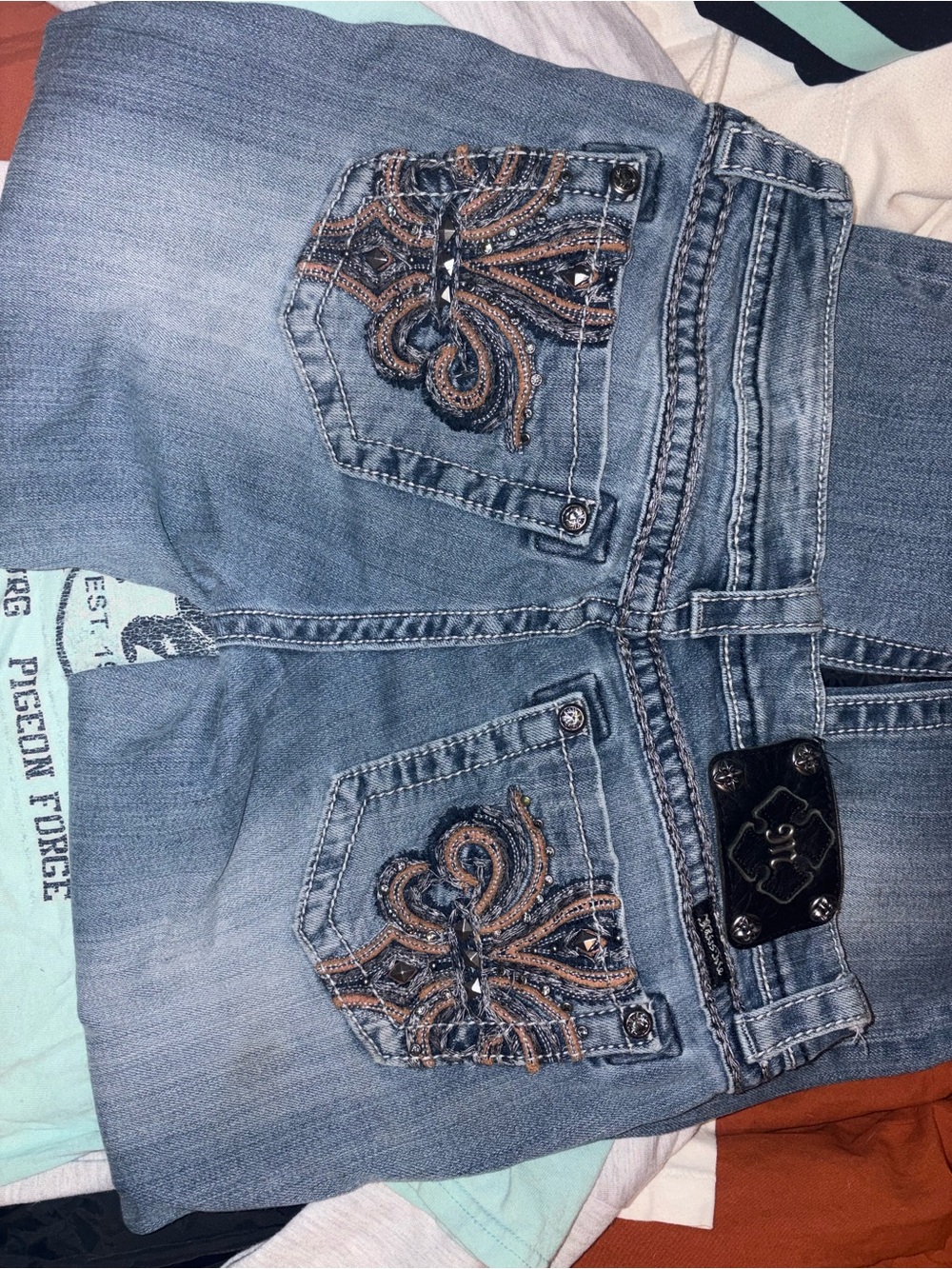 Miss Me Light Blue Embroidered Boot Cut Jeans